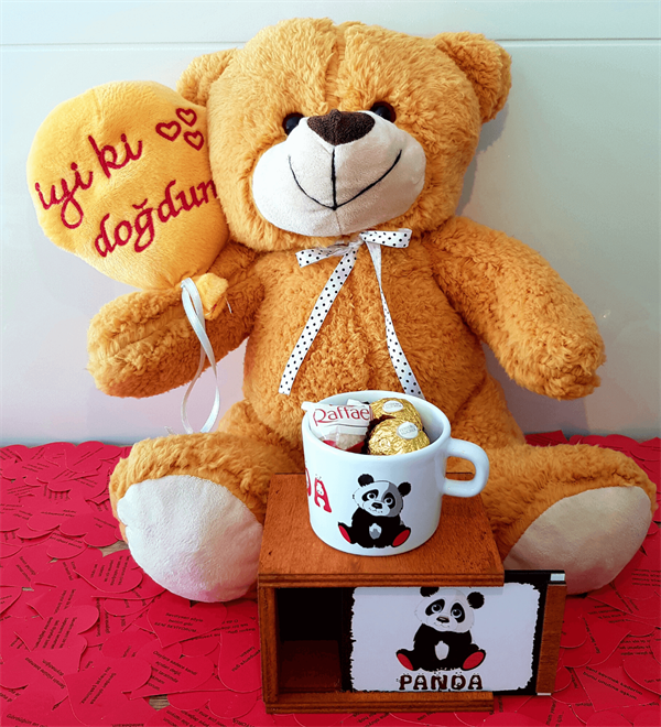 Doğum Günü Hediyesi  Rocher ve Raffaello Çikolata Kutulu Panda Kupa Hediye Seti HEDİYE