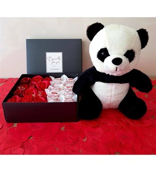 Benzersiz Bir Hediye İçin Panda Ayıcıklı Raffaello Çikolata Sevgi Sözcükleri Set HEDİYE