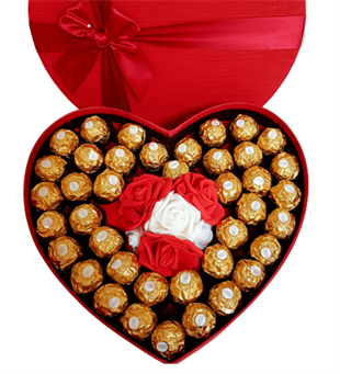 Doğum Günü Hediyesi, Kalp Kutuda Rocher Çikolata  Işıklı Gül Fanus  Pelüş Ayı HEDİYE