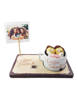 Best Friens Yastık Kahve Dostum Kupalı Fotoğraflı Çikolata Set Hediye Setleri
